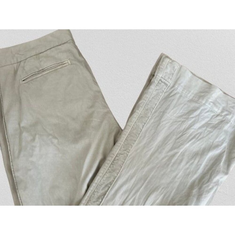 James Perse Bell Bottom Pants High Rose Velvet Stripe Cotton Off-White/Gray Size - Picture 2 of 15